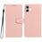 For iPhone 16 Plus Wallet Case Diamond Texture Leather Stand Flip Phone Cover with Wrist Strap - Pink - 1