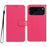 For iPhone 17 Pro Max Wallet Case Diamond Texture Leather Stand Flip Phone Cover with Wrist Strap - Rose - 1
