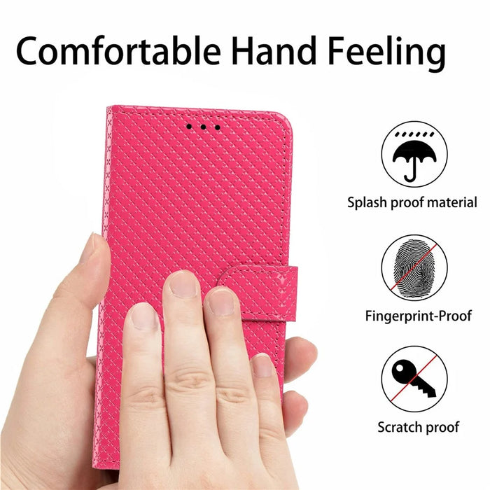 For iPhone 17 Pro Max Wallet Case Diamond Texture Leather Stand Flip Phone Cover with Wrist Strap - Rose - 4