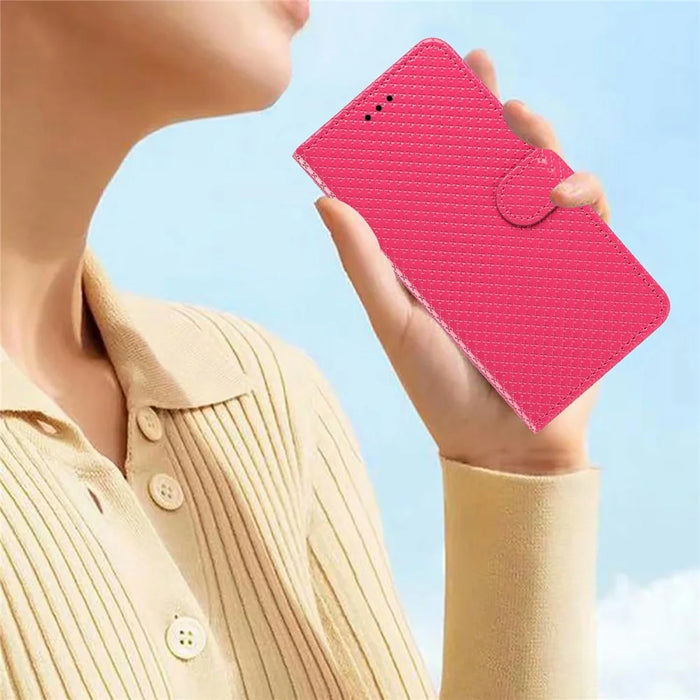 For iPhone 17 Pro Max Wallet Case Diamond Texture Leather Stand Flip Phone Cover with Wrist Strap - Rose - 5