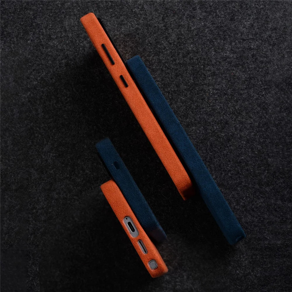 MELKCO For Samsung	Galaxy S26 Ultra Magnetic Case Alcantara Leather + PC Phone Cover with Metal Keys - Orange - 5