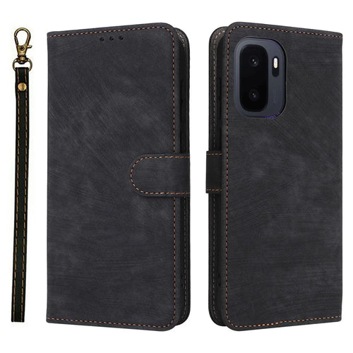For OnePlus Ace 6 Ultra 5G Case Wallet RFID Blocking PU Leather Phone Cover Stand with Strap - Black - 1