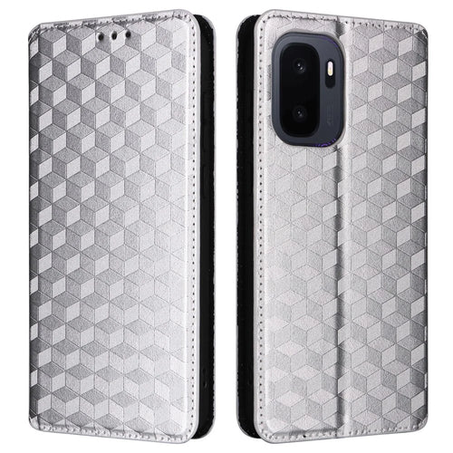 For OnePlus Ace 6 Ultra 5G Case Wallet Rhombus Imprinted PU Leather Phone Cover - Silver - 1