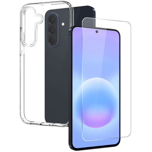 NORTHJO For Samsung Galaxy A57 5G Case Soft TPU Clear Phone Cover with Tempered Glass Screen Protector - Transparent - 1