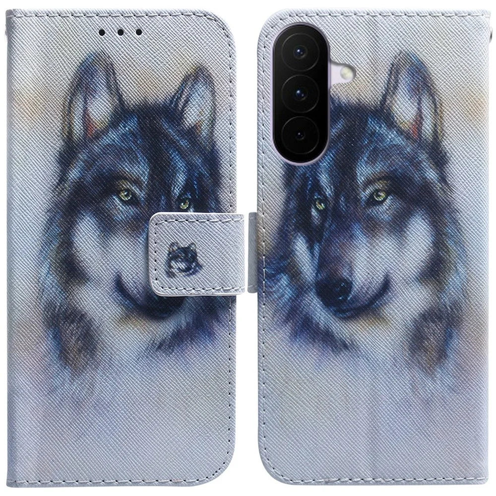 For Samsung Galaxy A27 5G Wallet Case Pattern Print Leather Phone Cover - Wolf - 1