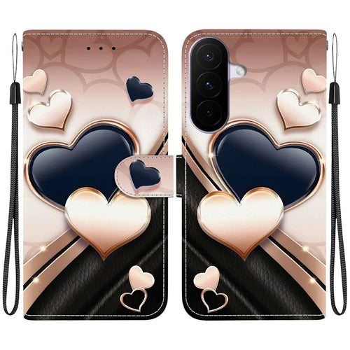 For Samsung Galaxy A27 5G Leather Case Stand Wallet Pattern Printing Phone Cover with Wrist Strap - Love - 1