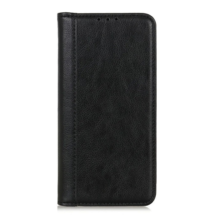 For OnePlus Nord CE6 Lite 5G  /  Realme P4x 5G Stand Case Split Leather Litchi Texture Wallet Phone Cover - Black - 6