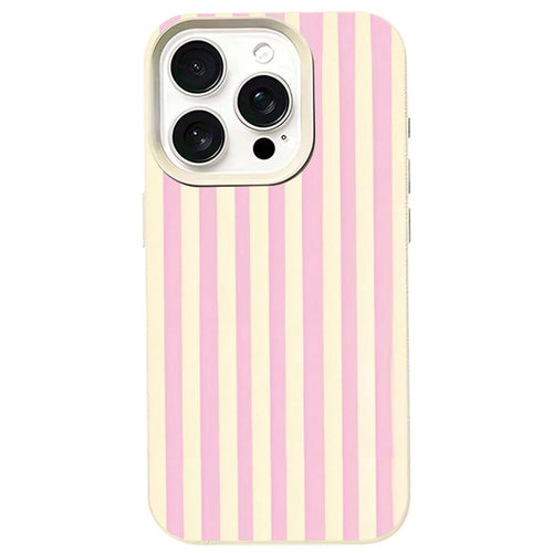 For iPhone 16 Plus Case Vertical Stripe TPU Slim Protective Phone Cover - Yellow + Pink - 1