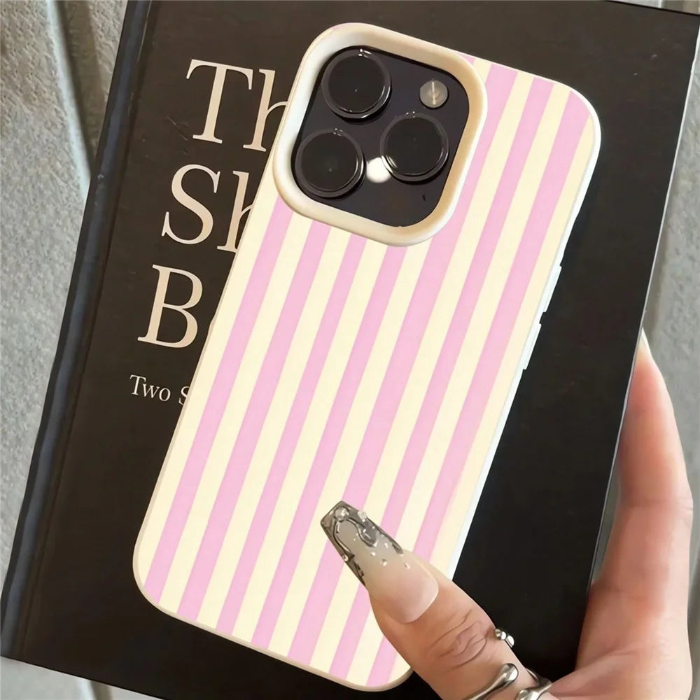 For iPhone 13 Pro Max Case Vertical Stripe TPU Slim Protective Phone Cover - Yellow + Pink - 2