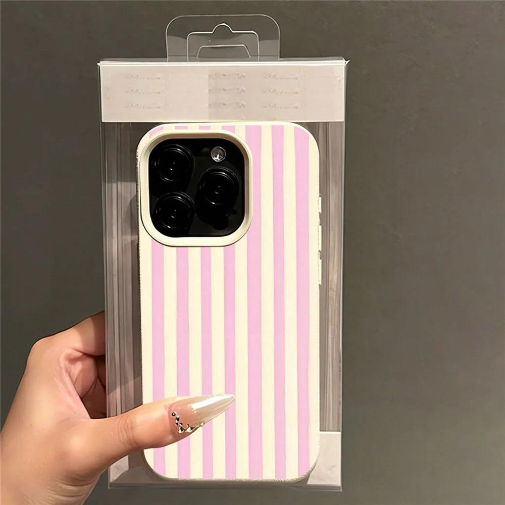 For iPhone 12 Pro Max Case Vertical Stripe TPU Slim Protective Phone Cover - Yellow + Pink - 5