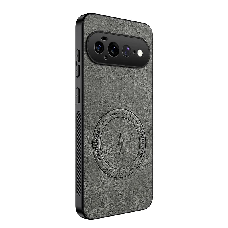 WANLONFENG for Google Pixel 11 Pro XL SD1 Series Magnetic Case Nappa Texture PC TPU Phone Cover - Grey - 1