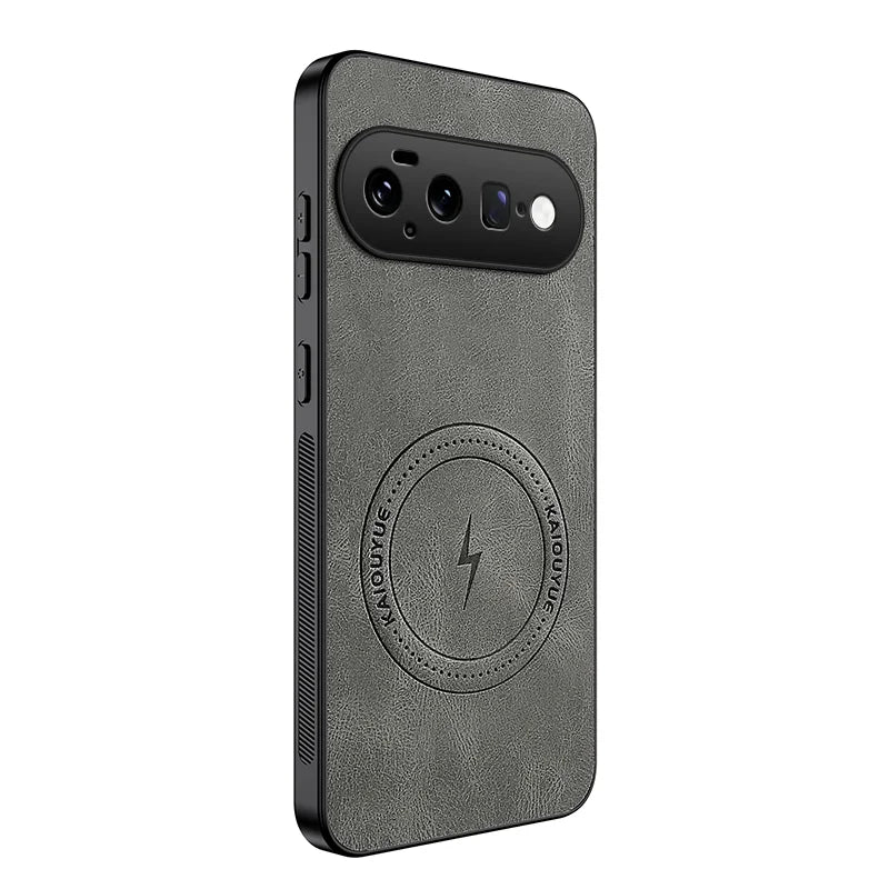 WANLONFENG for Google Pixel 11 SD1 Series Magnetic Case Nappa Texture PC TPU Phone Cover - Grey - 1