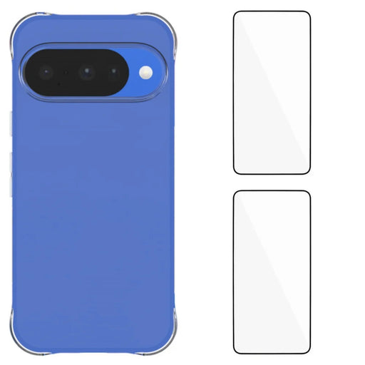 WANLONFENG for Google Pixel 11 Case with 2Pcs Tempered Glass Films  WL2 Series  2.0mm TPU Phone Cover (Big Lens Hole) - Transparent - 1