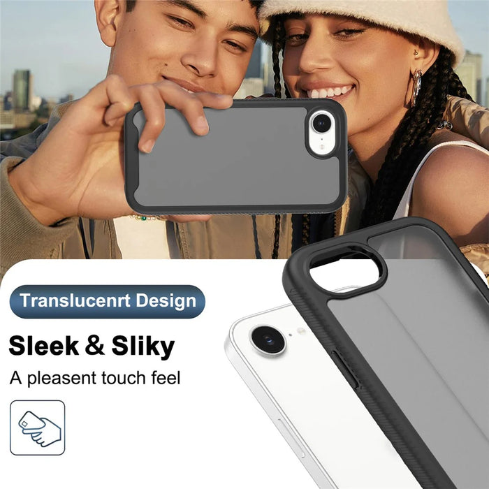 For iPhone 17e / 16e Case Translucent Matte Anti-Fingerprint PC + TPU 2 in 1 Phone Protective Cover - Black - 5