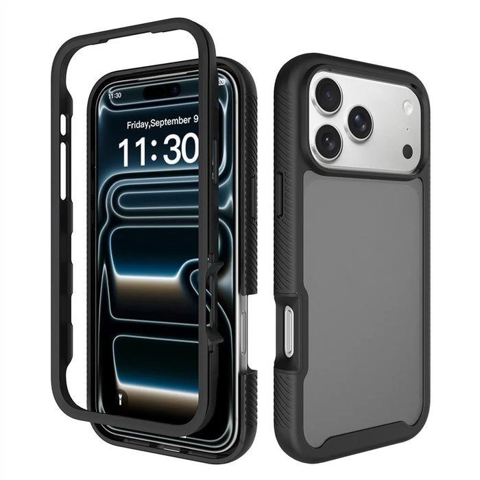 For iPhone 18 Pro Max / 17 Pro Max Case Translucent Matte Anti-Fingerprint PC + TPU 2 in 1 Phone Protective Cover - Black - 1