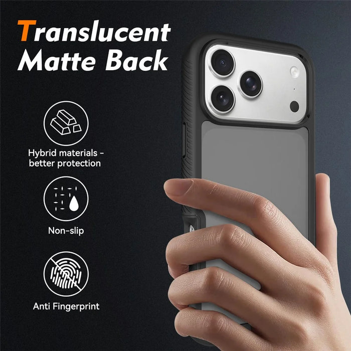 For iPhone 18 Pro Max / 17 Pro Max Case Translucent Matte Anti-Fingerprint PC + TPU 2 in 1 Phone Protective Cover - Black - 2