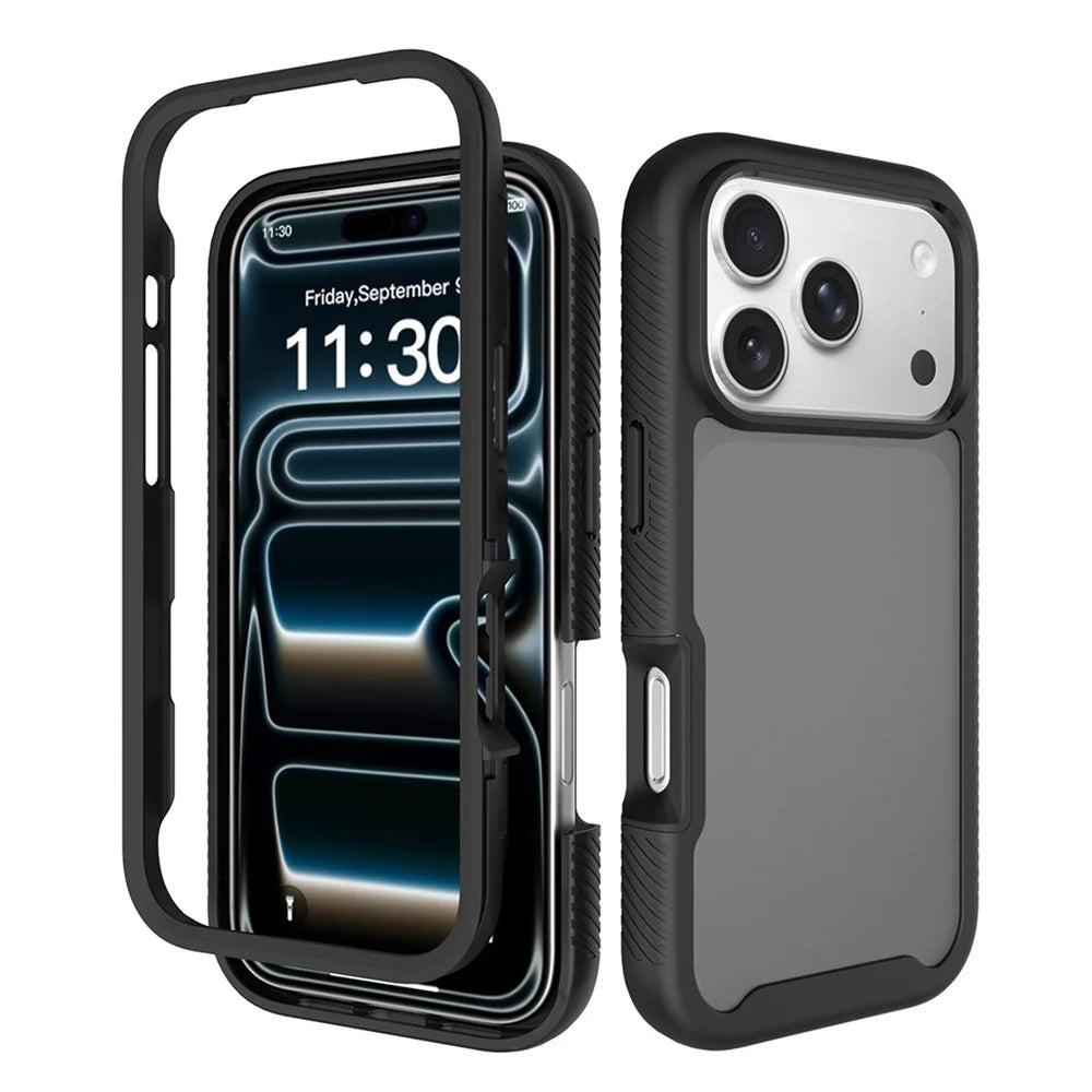 For iPhone 18 Pro / 17 Pro Case Translucent Matte Anti-Fingerprint PC + TPU 2 in 1 Phone Protective Cover - Black - 1