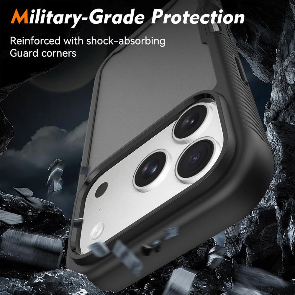 For iPhone 18 Pro / 17 Pro Case Translucent Matte Anti-Fingerprint PC + TPU 2 in 1 Phone Protective Cover - Black - 3