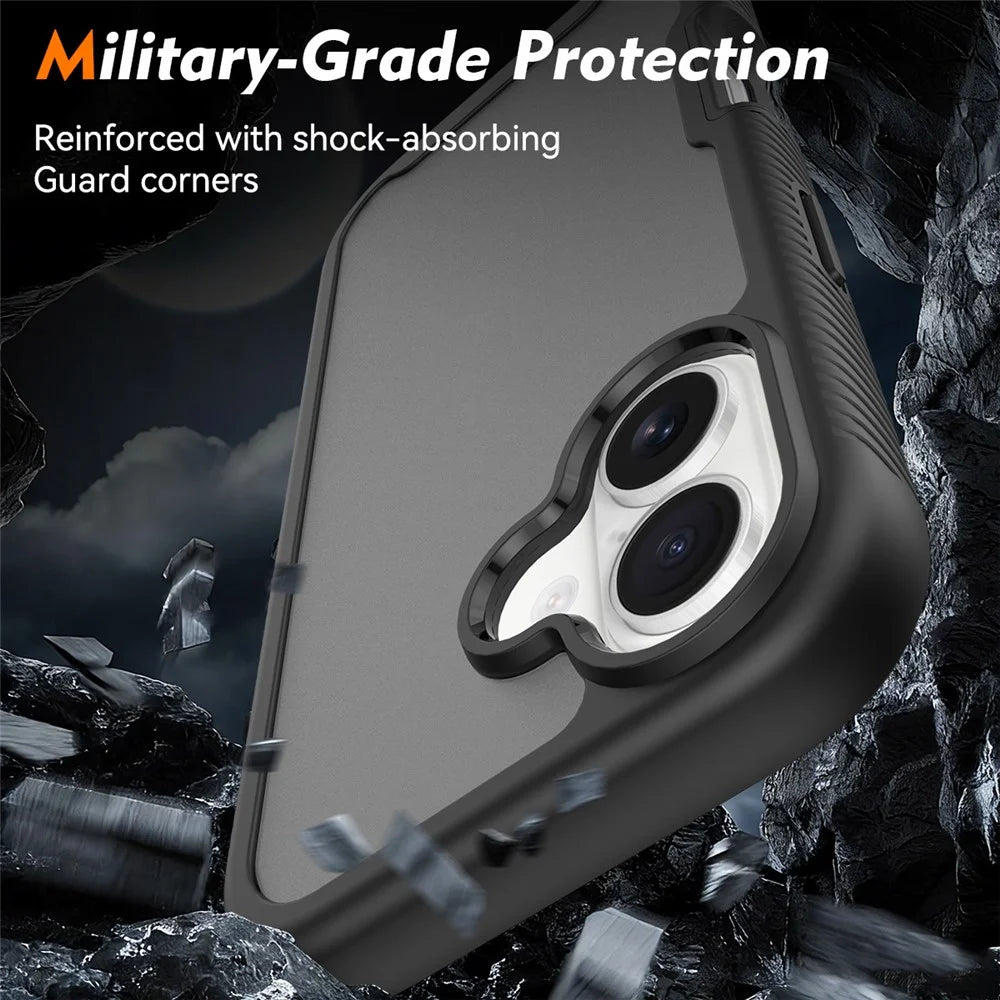 For iPhone 17 Case Translucent Matte Anti-Fingerprint PC + TPU 2 in 1 Phone Protective Cover - Black - 3