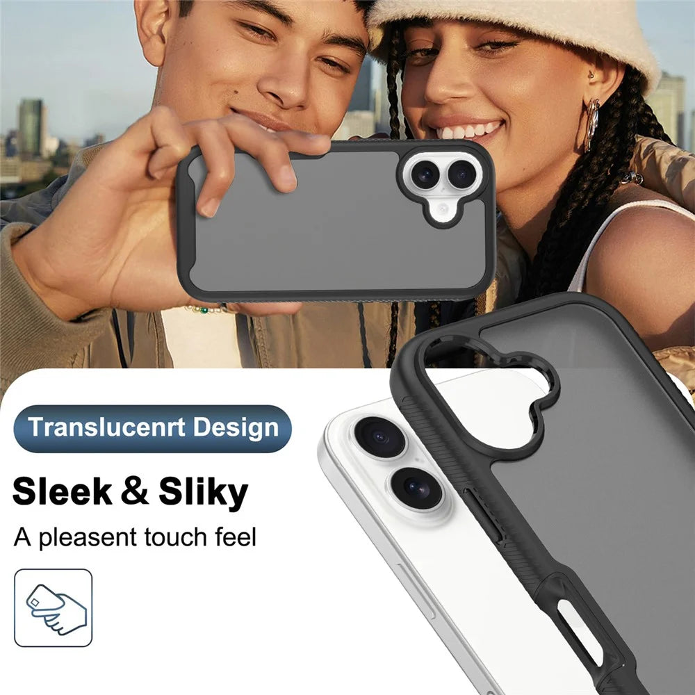 For iPhone 17 Case Translucent Matte Anti-Fingerprint PC + TPU 2 in 1 Phone Protective Cover - Black - 5