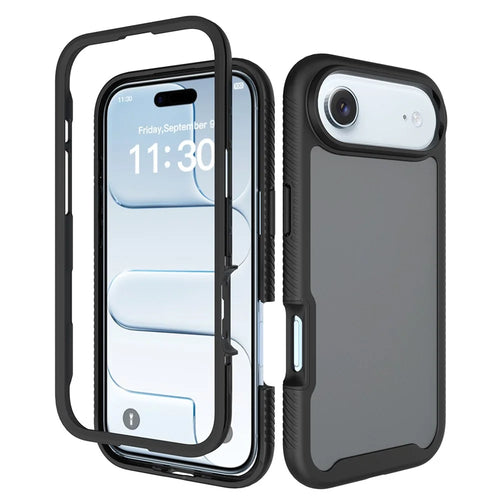 For iPhone Air Case Translucent Matte Anti-Fingerprint PC + TPU 2 in 1 Phone Protective Cover - Black - 1