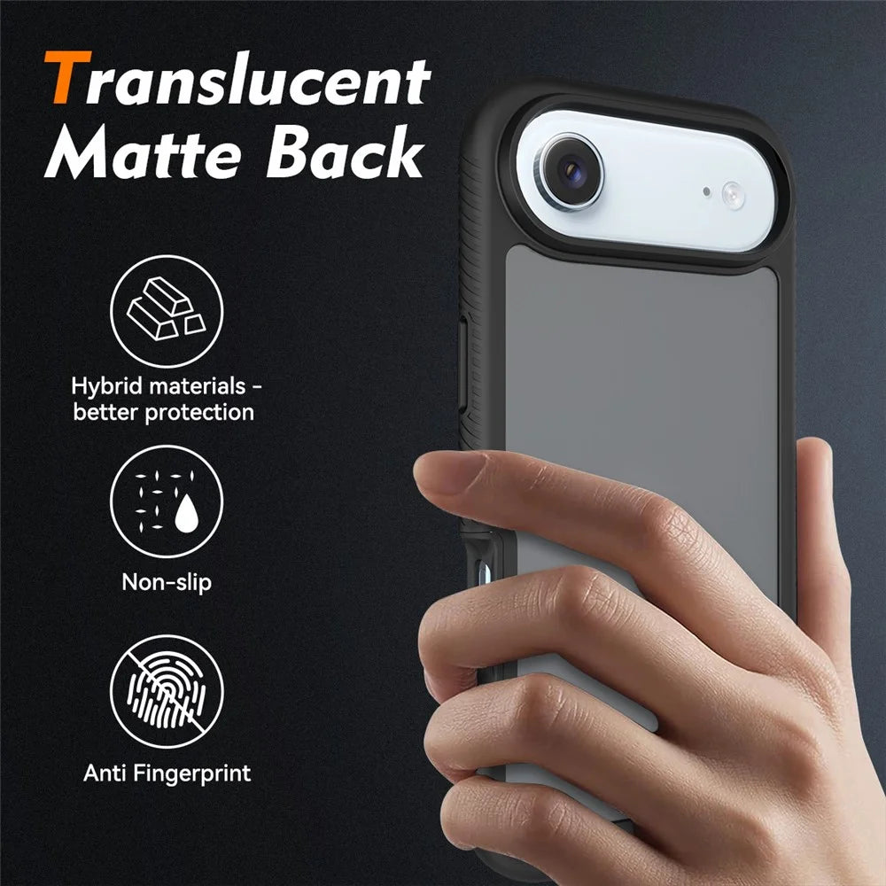 For iPhone Air Case Translucent Matte Anti-Fingerprint PC + TPU 2 in 1 Phone Protective Cover - Black - 2