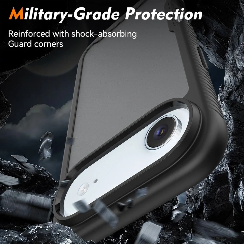 For iPhone Air Case Translucent Matte Anti-Fingerprint PC + TPU 2 in 1 Phone Protective Cover - Black - 3
