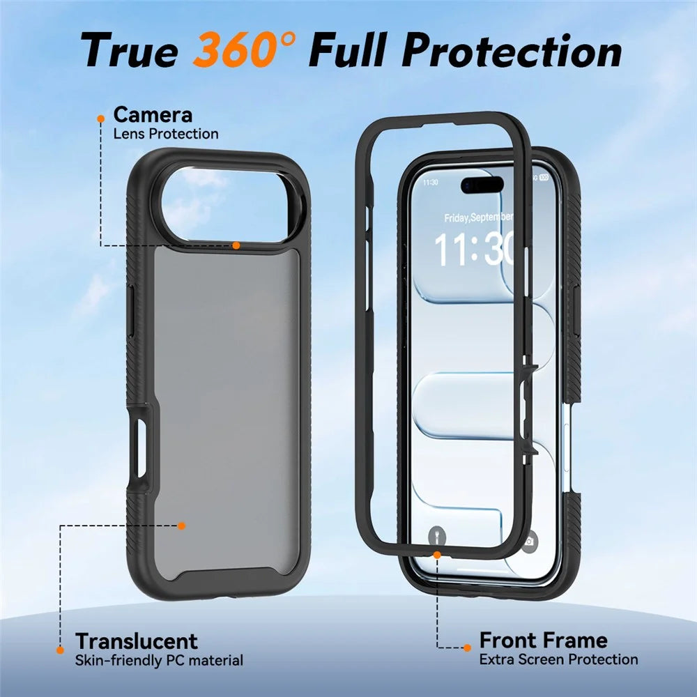For iPhone Air Case Translucent Matte Anti-Fingerprint PC + TPU 2 in 1 Phone Protective Cover - Black - 4