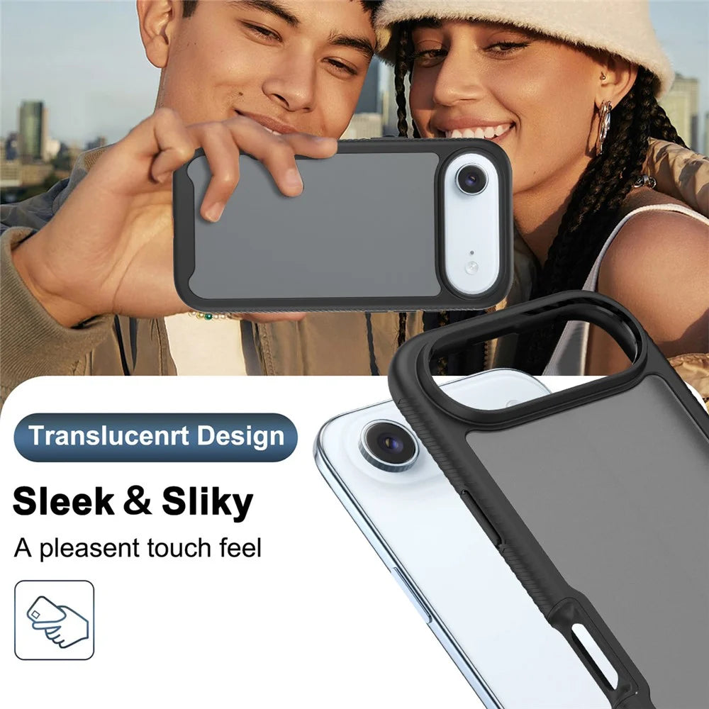 For iPhone Air Case Translucent Matte Anti-Fingerprint PC + TPU 2 in 1 Phone Protective Cover - Black - 5