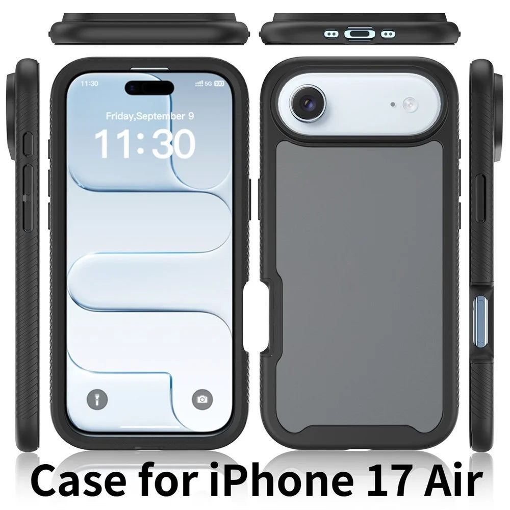 For iPhone Air Case Translucent Matte Anti-Fingerprint PC + TPU 2 in 1 Phone Protective Cover - Black - 6