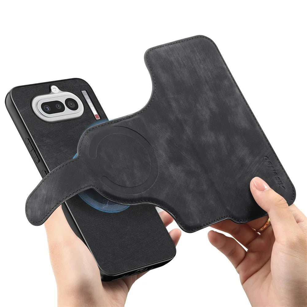 CASENEO MW-03 for Nothing Phone (4a) Magnetic Case Detachable Leather Phone Wallet Cover - Black - 5