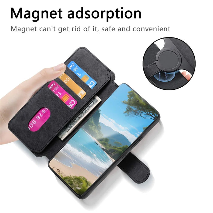 CASENEO MW-03 for Realme 15T 5G Magnetic Case Detachable Leather Phone Wallet Cover - Black - 5
