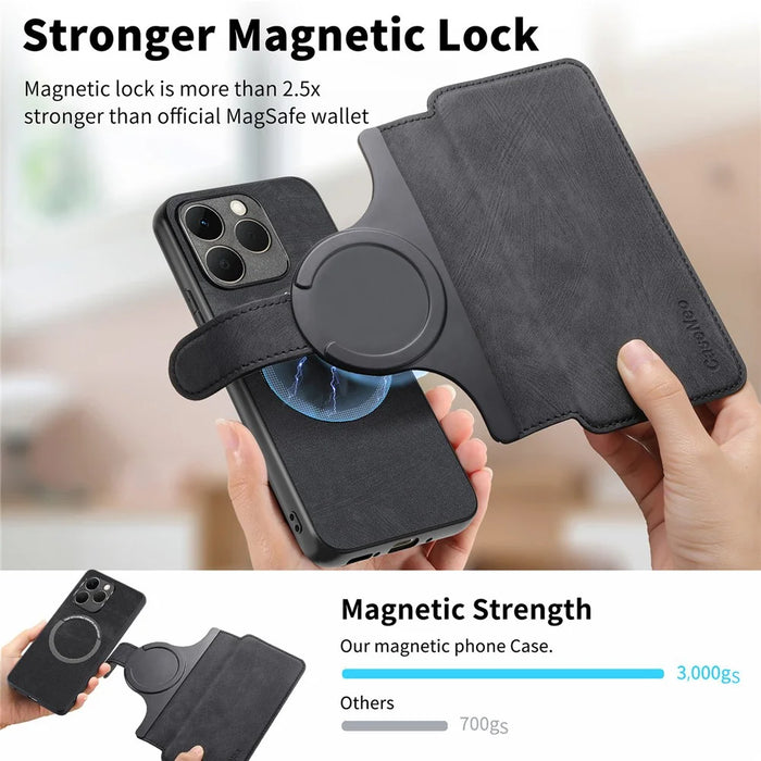 CASENEO MW-03 for Realme 15T 5G Magnetic Case Detachable Leather Phone Wallet Cover - Black - 6
