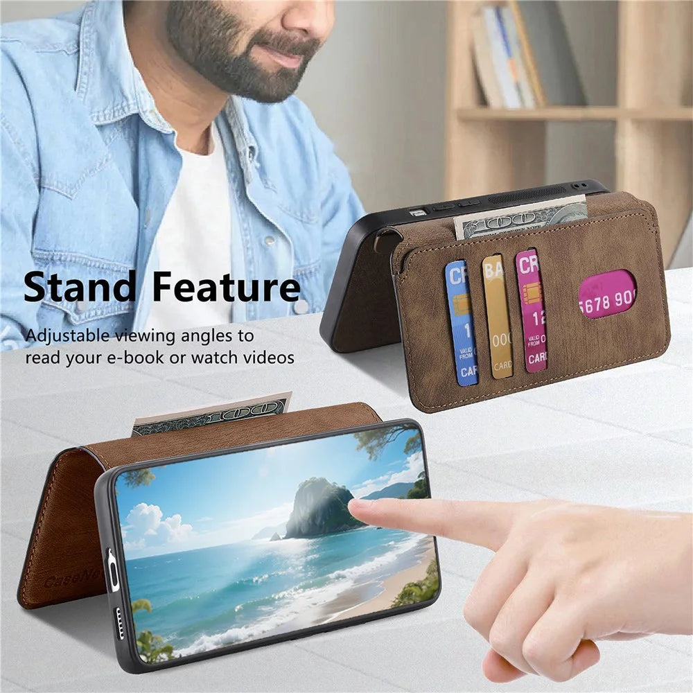 CASENEO MW-03 for Realme GT 8 Pro 5G Magnetic Case Detachable Leather Phone Wallet Cover - Brown - 2