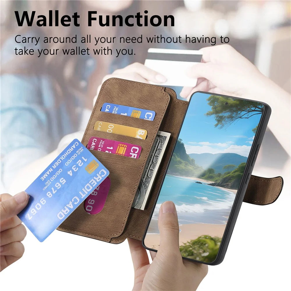 CASENEO MW-03 for Realme GT 8 Pro 5G Magnetic Case Detachable Leather Phone Wallet Cover - Brown - 4