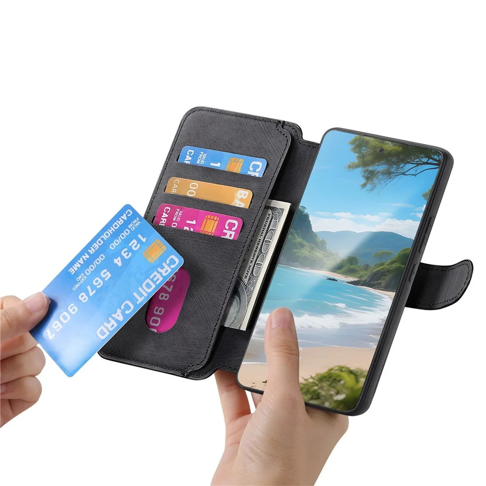 CASENEO MW-03 for Realme 16 Pro+ 5G Magnetic Case Detachable Leather Phone Wallet Cover - Black - 5