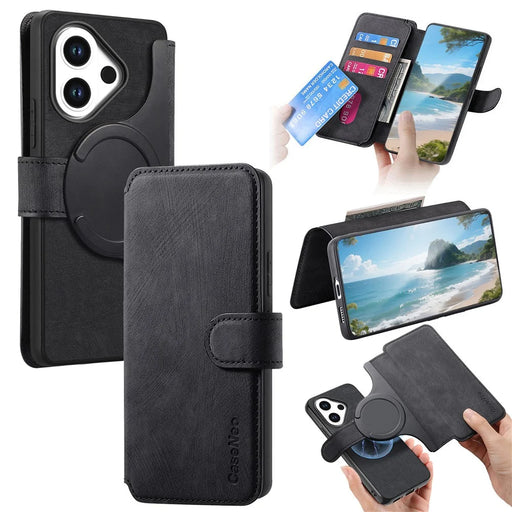 CASENEO MW-03 for vivo V60 Lite 4G / V60 Lite 5G Magnetic Case Detachable Leather Phone Wallet Cover - Black - 1