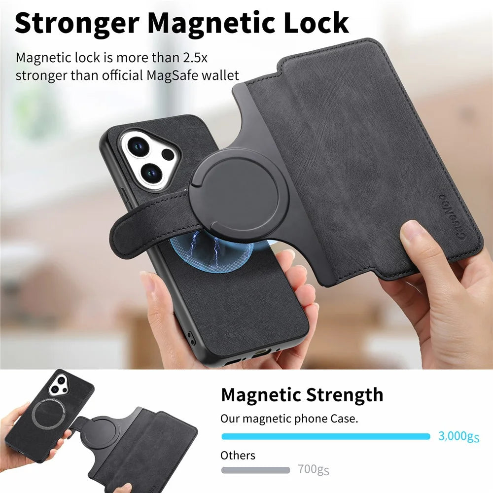 CASENEO MW-03 for vivo V60 Lite 4G / V60 Lite 5G Magnetic Case Detachable Leather Phone Wallet Cover - Black - 6