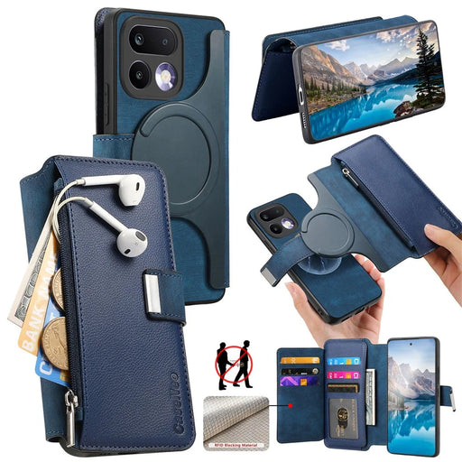 CASENEO MW-02 For Realme 16 Pro+ 5G Case Detachable Magnetic Leather Flip Cover - Blue - 1