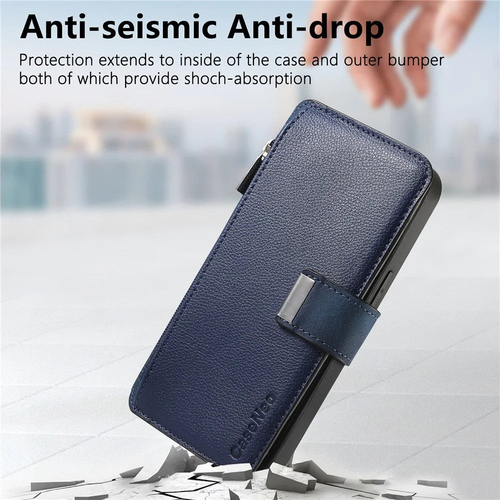 CASENEO MW-02 For Realme 16 Pro+ 5G Case Detachable Magnetic Leather Flip Cover - Blue - 7