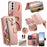 For Samsung Galaxy S26 Case RFID Blocking Detachable Magnetic Leather Phone Cover with Ring Holder - Pink - 1