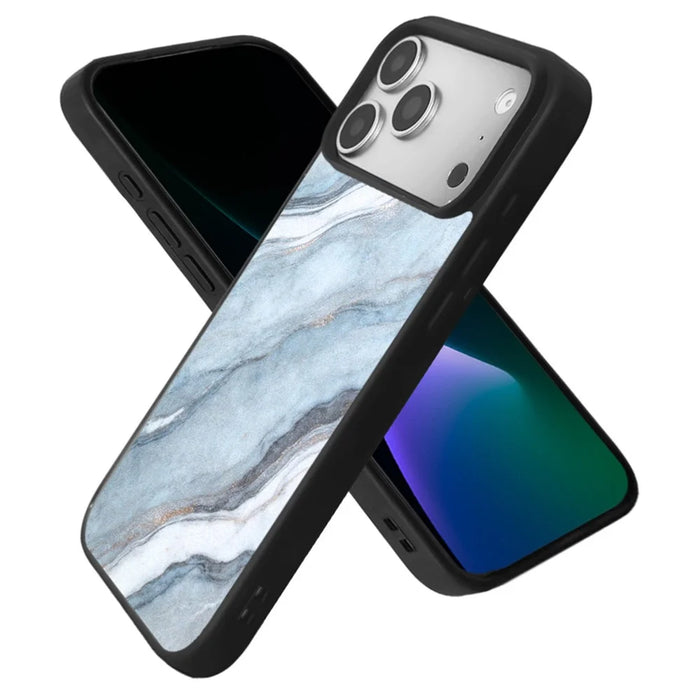 EYCASE For iPhone 17 Pro Max Magnetic Case Marble Pattern TPU + Acrylic Shockproof Phone Cover - Blue Gold Sand Marble Pattern - 1