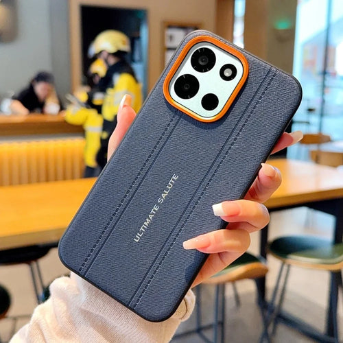 For OnePlus Nord CE6 5G / Nord 6 5G / Turbo 6V 5G / Turbo 6 5G Case Leather Texture PC + TPU Anti-slip Protective Phone Cover - Blue - 1