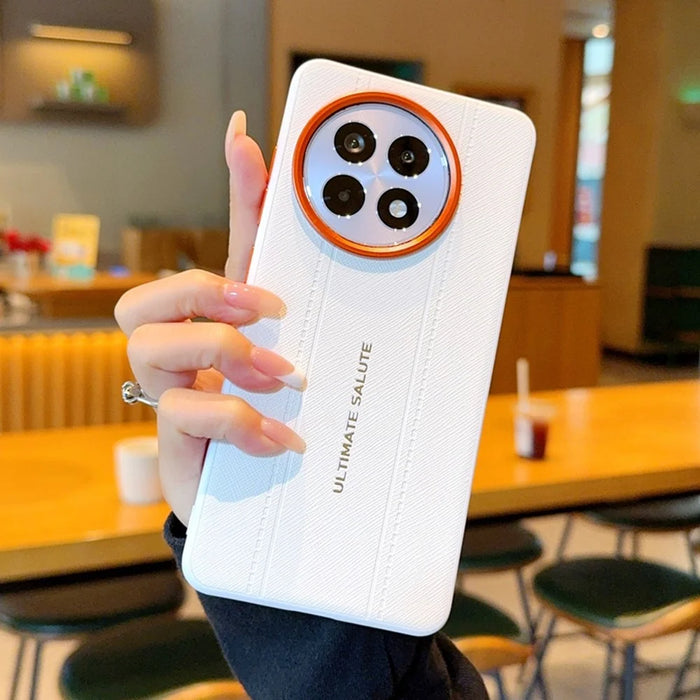 Phone Case For OnePlus Ace 5 5G / Ace 5 Pro 5G / 13R 5G Leather Texture PC + TPU Anti-slip Protective Cover - White - 5