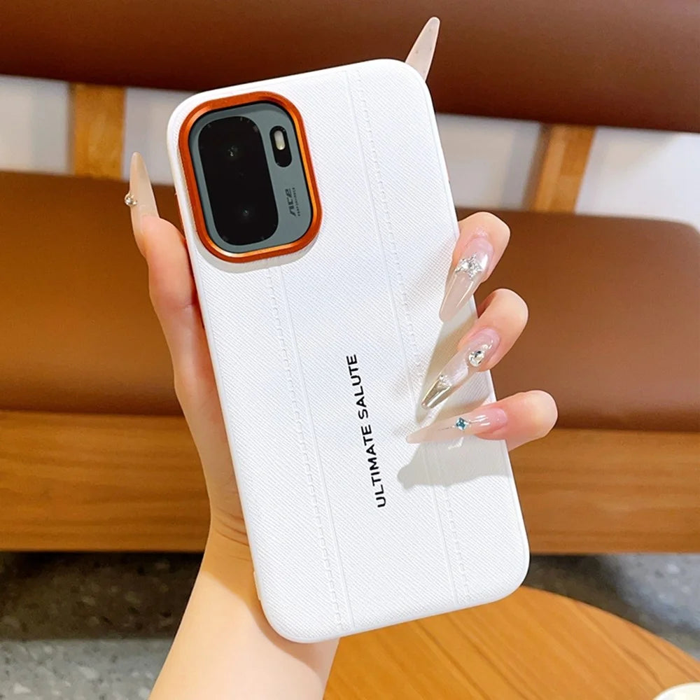 For OnePlus Ace 6 Ultra 5G Case Leather Texture PC + TPU Anti-slip Protective Phone Cover - White - 1