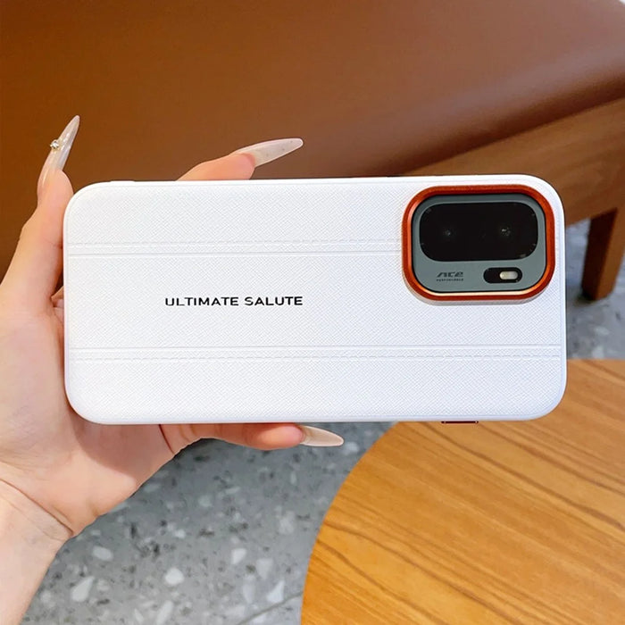 For OnePlus Ace 6 Ultra 5G Case Leather Texture PC + TPU Anti-slip Protective Phone Cover - White - 2