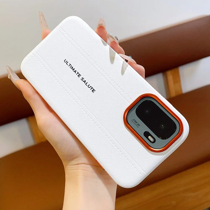 For OnePlus Ace 6 Ultra 5G Case Leather Texture PC + TPU Anti-slip Protective Phone Cover - White - 3