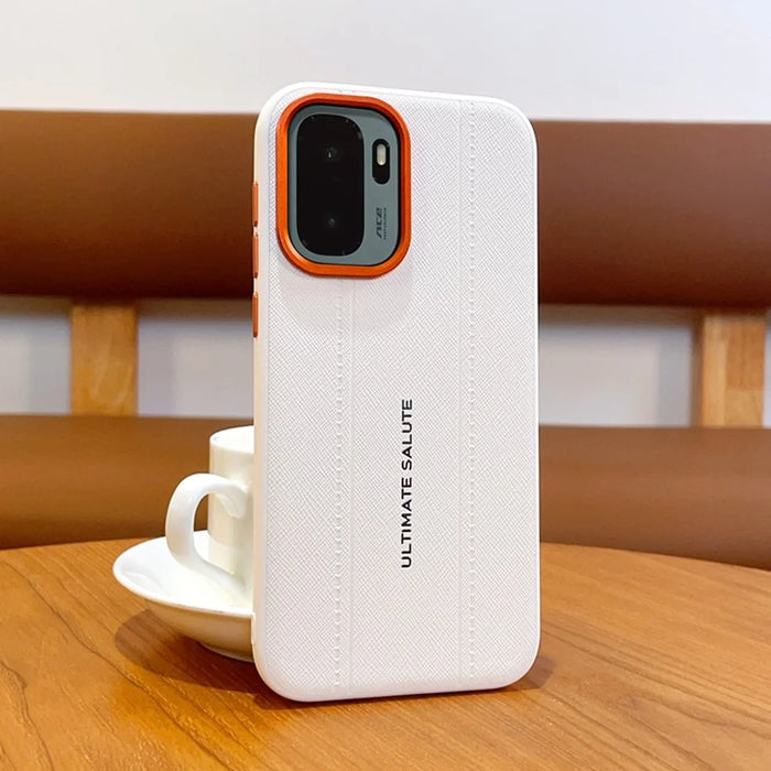For OnePlus Ace 6 Ultra 5G Case Leather Texture PC + TPU Anti-slip Protective Phone Cover - White - 5