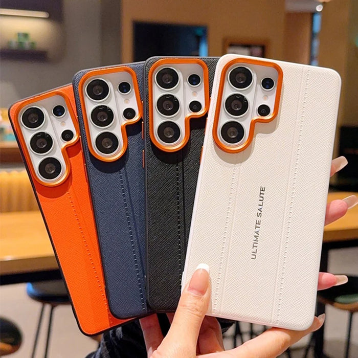 For Samsung Galaxy S26 Ultra Case Leather Texture PC + TPU Anti-slip Protective Phone Cover - White - 4