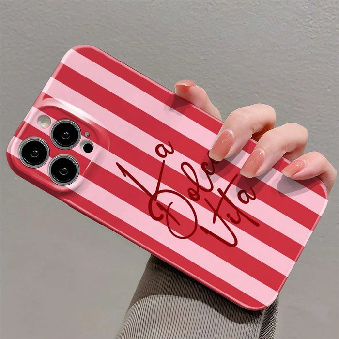 For iPhone 15 Pro Max Case Colorful Stripe Pattern Shockproof Hard PC Phone Cover - Letter - 2